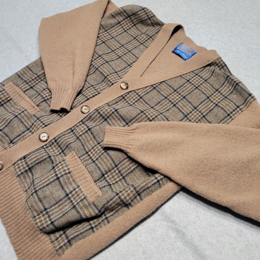 Vintage Pendleton Country Traditionals Plaid Pure Virgin Wool Cardigan Medium